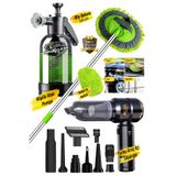 PROXCLEAN Premium Turbo Vakumlu Kablosuz Mini Araç Süpürgesi | Köpük Atan Pompa | Teleskopik Mikrofiber Takım