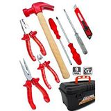 Proxtech 10 Pcs Full Takım El Aleti Kiti Pense Kombin,3 Metre,çekiç,yıldız,düz,tamir Kiti Kırmızı