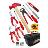 Proxtech 11 Pcs Full Takım El Aleti Kiti Pense Kombin,3 Metre,çekiç,yıldız,düz,kerpeten Tamir Kiti Kırmızı