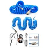 Proxtech 15 Metre Kompresör Spiral Hava Hortumu 8 mm 15 mt Hava Jakı Hava Tabancası Recor Paket