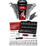 Proxtech 58 Parça Cırcır Lokma Takımı Otomatik Cırcırlı 1/4" 12 Parça Kombine Açık Ağız-yıldız Anahtar Set Beyaz