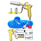 PROXTECH 7 Metre Yeni Nesil Kompresör Spiral Hava Hortumu 8 mm 7mt Hava Jakı Hava Tabancası Recor Seti