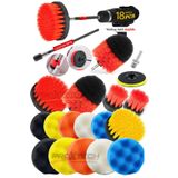PROXTECH Combo Profesyonel Temizlik 18Parça Pasta Cila Polisaj Süngeri Matkapa Uyumlu Fırça Parlatma Kit