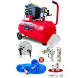 Proxtech En Çok Tercih Edilen 2hp 50 Litre 8bar Hava Kompresörü Boya Tabancası ,15mt Spiral Hortum Boya Set