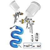 Proxtech Havalı Üstten Depo 1,3mm Boya Tabancası, Spiral Hava HORTUMU15 mt Hava Jakı Takım Set