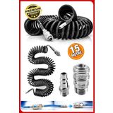Proxtech Havalı Yüksek Kalite Kompresör Spiral Hava Hortumu 8 Mm 15 Metre Hava Jakı Kompresör Recor Paket