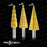 Proxtech Kademeli Hss Sarmal Matkap Ucu Seti Kademli Sac Delme Çantalı 3 Pcs Set 4-12 / 4-20 / 4-32