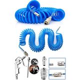 Proxtech Kompresör Spiral Hava Hortumu 8 mm 15 mt Hava Jakı Hava Tabancası Recor Seti