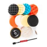 Proxtech Oto Temizlik Parlatma 12 Parça Pasta Cila Polisaj Süngeri Matkapa Uyumlu Fırça Seti Parlatma Kit