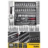 Proxtech Premium 46 Parça Mini Lokma Takımı Otomatik Cırcırlı 1/4" Set Yüksek Kalite Kombinasyon Alet Seti Antrasit