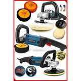 Proxtech Premium Profesyonel 6 Kademeli Devirli Sünger Setli Zımpara Pasta Cila Polisaj Makinesi Ful Paket