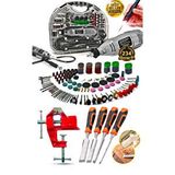 PROXTECH Premium Seri Devirli Çantalı Dramel Gravür Seti Hobi Taşlama Kit, Pro Ahşap oyma Seti Mengene