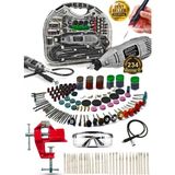 Proxtech Pro 234PCS 450 Watt 6 Kademe Devirli Çantalı Dramel Gravür Seti Taşlama, Esnek Şaft Mengene