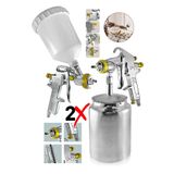 PROXTECH Profesyonel Havalı Üstten - Alttan Depolu 2li Set 600 Cc Boya Sprey Tabancası Paket Set