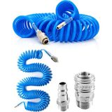 Proxtech Profesyonel Kompresör Spiral Hava Hortumu 8 mm 15 mt Hava Jakı Kompresör Recor Seti