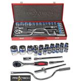 Proxtech Profesyonel Metal Kutulu 24 Adet/Takım Cırcır Kollu Aracı Set Oto Mekanik Lokma Set