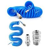 Proxtech Profesyonel Yüksek Kalite Kompresör Spiral Hava Hortumu 8 mm 15 Mt Hava Jakı Kompresör Recor Seti