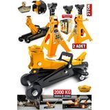 Proxtech Proseri Kaymaz 2000kg/2ton Sehpa Tip Kriko Standı + 2000kg/2ton Tekerlekli Arabalı Krikogaraj Kit