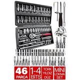 PROXTECH Yüksek Kalite 46 Parça Mini Lokma Takımı Otomatik Cırcırlı 1/4" Kombinasyon Alet Seti