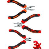 Proxtech Yüksek Kalite Mini 3lü Kombine Pense Kargaburun Yankeski Mini Kombine Set - Kırmızı