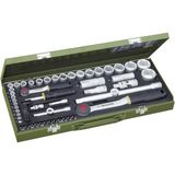 Proxxon 23040 Lokma Anahtar Seti, 4-32 mm Arası 6,3 mm (1/4") ve 12,5 mm (1/2") Cırcırlı Mafsallı, 56 Parçalı Alet Seti, Çelik Kutu