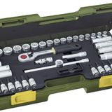 PROXXON Lokma Anahtar Seti, 3/8" anahtar mandallı kompakt set, plastik çantalı 47 parçalı alet seti, 23282