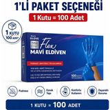 Prozirve Flex Hi-Tech Tpe Eldiven 100’LÜ Paket Tek Kullanımlık Pudrasız Elastik ve Dayanıklı - 1 Adet - Mavi