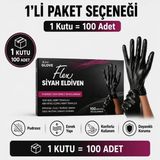 Prozirve Flex Hi-Tech Tpe Eldiven 100’LÜ Paket Tek Kullanımlık Pudrasız Elastik ve Dayanıklı - 1 Adet - Siyah