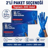 Prozirve Flex Hi-Tech Tpe Eldiven 100’LÜ Paket Tek Kullanımlık Pudrasız Elastik ve Dayanıklı - 2 Adet - Mavi