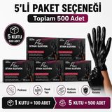 Prozirve Flex Hi-Tech Tpe Eldiven 100’LÜ Paket Tek Kullanımlık Pudrasız Elastik ve Dayanıklı - Siyah - 5 Adet