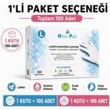 Prozirve Has-Pet Lateks Eldiven 100’LÜ Paket Pudrasız Muayene ve Gıda Uyumlu Eldiven - 1 Adet - Beyaz