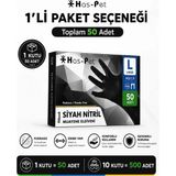 Prozirve Has-Pet Siyah Nitril Eldiven 50’Lİ Paket Pudrasız Dayanıklı Tek Kullanımlık Muayene Eldiveni - 1 Adet