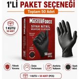 Prozirve Masterforce Siyah Nitril Eldiven 50’li Paket Pudrasız Ekstra Kalın Profesyonel Eldiven - 1 Adet