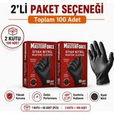 Prozirve Masterforce Siyah Nitril Eldiven 50’li Paket Pudrasız Ekstra Kalın Profesyonel Eldiven - 2 Adet - XL