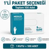 Prozirve Medilex Pudrasız Muayene Eldiveni 100’LÜ Paket Lateks Içermez Gıdaya Uygun Tek Kullanımlık - 1 Adet - Mavi