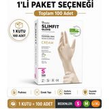 Prozirve Reflex Slimfit Copolymer Eldiven 100’LÜ Paket Gıdaya Uygun Pudrasız Tek Kullanımlık - 1 Adet - Krem - L - XL