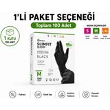Prozirve Reflex Slimfit Copolymer Eldiven 100’LÜ Paket Gıdaya Uygun Pudrasız Tek Kullanımlık - 1 Adet - Siyah