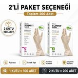 Prozirve Reflex Slimfit Copolymer Eldiven 100’LÜ Paket Gıdaya Uygun Pudrasız Tek Kullanımlık - 2 Adet - Krem - L - XL