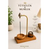 Prusias Wood Ahşap Tütsülük & Mumluk - Doğal Ahşap Dekoratif Çubuk Tütsü Standı - Metal Gövdeli Modern Tasarım