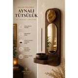 Prusias Wood Aslan Figürlü Aynalı Duvara Asmalı Ahşap Tütsülük ve Dekoratif Duvar Aksesuarı