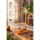 Prusias Wood Gold Lotus Detaylı Doğal Açık Ahşap Çubuk Tütsülük – Modern Dekoratif Tütsü Tutucu