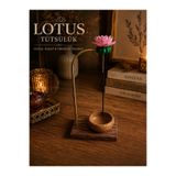 Prusias Wood Lotus Çiçekli Tütsülük Ahşap Tabanlı Dekoratif Tütsü Standı Meditasyon Yoga Dekor