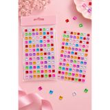 PRVT Rhinestone Kare Figürlü Yapışkanlı Taş Sticker Saç, Yüz, Tırnak Ve Süs Taşı