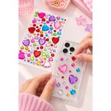 PRVT Rhinestone Karışık Renk Kalp Figürlü Yapışkanlı Taş Sticker Saç, Yüz, Tırnak Ve Süs Taşı
