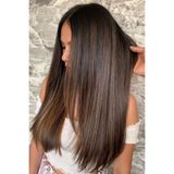 PRVT Yarımay Postiş - Yarım Ay Çıt Çıt Saç / Kahve Balyaj / Düz / 60cm - 2h6
