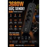PS-1 4'lü Akım Korumalı Priz 3680W 2 USB + 2 Type-C Çıkışlı Topraklamalı Çoklu Priz
