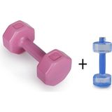 PS Spor 1kg Pembe Renk Dambıl Set ve 500ML Mavi Renk Dambıl Suluk
