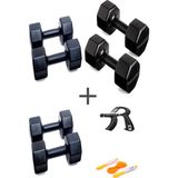 Ps Spor 3 Çift Dambıl Set 1 kg + 3 kg +5 kg + Ayarlanabilir Sayaçlı El Yayı ve Atlama Ipi - Siyah