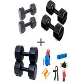 Ps Spor 3 Çift Dambıl Set 2 kg + 4 kg + 6 kg + 5 Çeşit Egzersiz Seti - Siyah