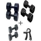 Ps Spor 3 Çift Dambıl Set 2 kg + 4 kg +6 kg + Ayarlanabilir Sayaçlı El Yayı - Siyah